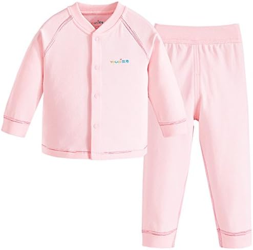 Cotton Baby Girl Boy Clothing Set Soft Toddler Infant Pajamas Clothes Long Sleeve Tops and Pants Suit (6-9 Months, Pink)