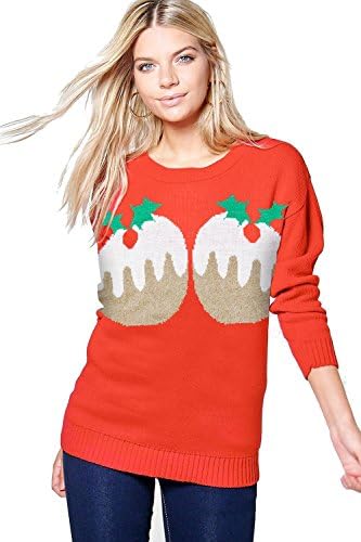 Blush Avenue®  New Womens Jumper 2 Puddings Hands Off My Puddings Knitted XMAS Novelty Sweater Season Greeting Plus Size UK 8-26