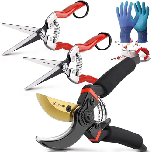 Kynup Gartenschere Set, Edelstahl Baumscheren &Amp; Gartenscheren, Pflanzenschere Bypass Für Äste, Pflanzen, Obst, Ergonomische Garten Rosenschere, Max 25Mm Schneiddurchmesser