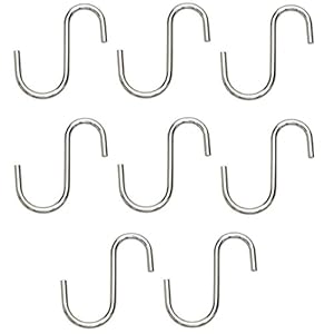 Klaxon Stainless Steel S-Hook for for Clothes, Curtain Hanger – Silver – Pack of 8