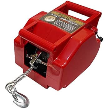 Portable 12V Automative/Boat Winch 6000 lbs. Load Capacity Utility Trailer Truck Portable Electric Winch Boat Marine Trailer with Handheld Remote/Lift Sling Towing Strap/Shackles