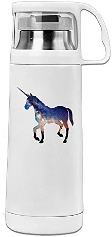 Handson Stainless Steel Vacuum Insulated Insulation Cup Unicorn Handled Water Bottle White 14oz/350ml