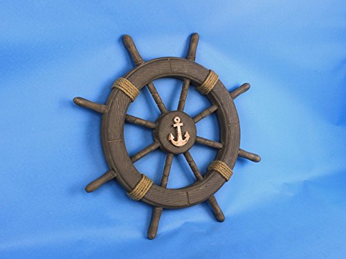Antique Decorative Ship Wheel With Anchor 18"- Ship Steering Wheel- Pirate Ship - Thumbnail 2