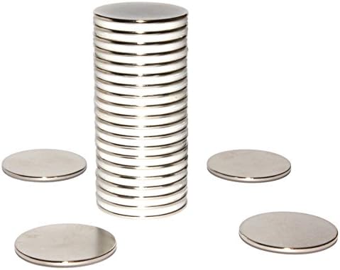 20-pack Premium Disc Magnets Super Strong for Fridge Refrigerator Spice Jar Scientific Crafts DIY Hobby Office Household School Permanent Rare Earth Neodymium Grade N52 (32mm x 1.5mm)