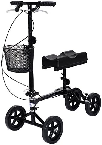 allgoodsdelight365 Steerable Foldable Knee Walker Scooter Turning Brake Basket Drive Cart Black Bonus free ebook By