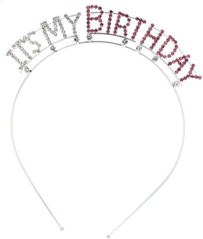 Crystal Ave Women's Birthday Pink Crystal Tiara Headband (It's My Birthday)