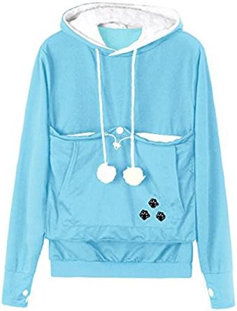 Womens Hoodies Pet Holder Cat Dog Kangaroo Pouch Carriers Pullover