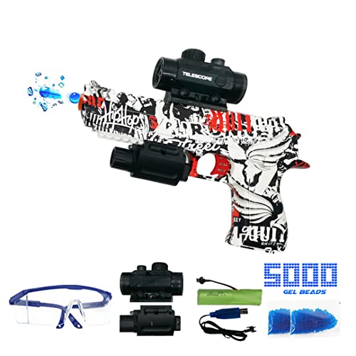 Arlee Granger Electric with Gel Ball Blaster, Eco-Friendly Splatter Ball Blaster Automatic, with 5000+ Water Beads and Goggles, for Outdoor Activities - Shooting Team Game, Ages 12+, Red Black