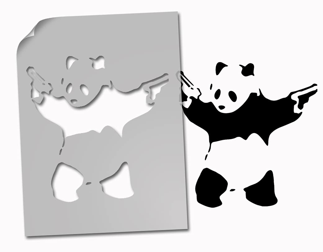 Banksy Pandamonium Stencil / A4 Size/Painted Size 17x17cm / Home Decor Art Painting Stencil
