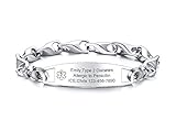 VNOX Free Engraving-12MM Medical Alert ID Special Link Chain Double Lobster Clasp Stainless Steel Bracelet