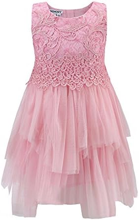 Chndkny Girls Lace Summer Dress Princess Party Costumes (5(4-5year), 26032pink)