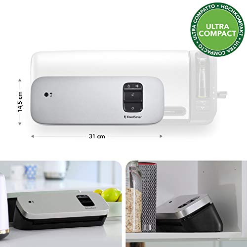 FoodSaver VS1190X, kompaktes Vakuumiergerät mit Handheld-Vakuumierer | 1 kleine Rolle & 5 kleine Beutel | Silber mit… – Bild 3