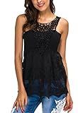 FanShou Women Lace Crochet Halter Backless Hollow Out Vest Tank Top Blouse