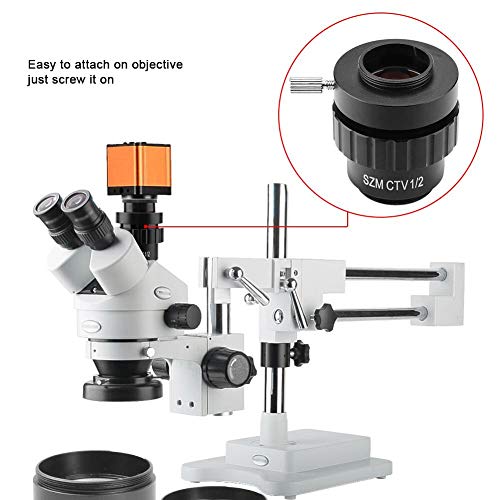 Jadpes Stereo Microscope Objective Lens, 0.5X C-Mount Objective Lens 1/2 CTV Adapter for SZM Video Digital Camera Trinocular Stereo MICR