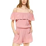 Fashionazzle Women's Off the Shoulder Short Sleeve Casual Romper