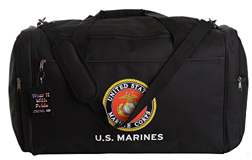 U.S. Marines Official Licensed Black Duffle Gym Luggage Bag Bags