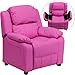 Flash Furniture Kids' Vinyl Recliner with Storage Arms, Multiple Colors Hot Pink