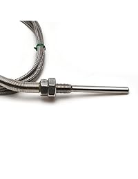 MYPIN PT100 RTD sensor impermeable de acero inoxidable con termistor y termocupla. Cable con aislación para controlador de temperatura. Control tipo K, sonda 2M (6 pies), rango de temperatura:  20~420°C