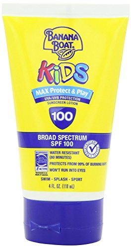 Banana Boat Kids Max Protect & Play Broad Spectrum Sunscreen SPF 100 4 oz (Pack of 3)