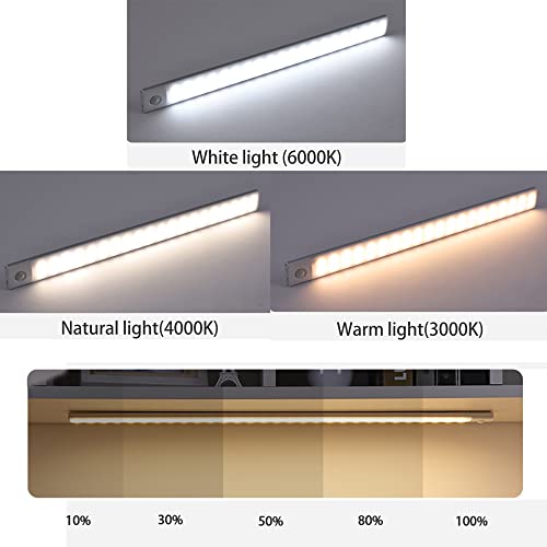 Beauenty 50cm Motion Sensor Lights, Closet Lights with 3 Color Dimmable, Wireless USB Under Cabinet Light For Kitchen Cabinet Bedroom Wardrobe Indoor Lighting