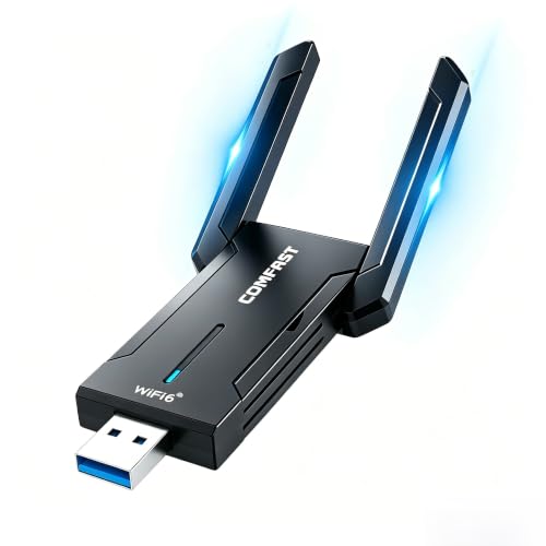 COMFAST WiFi Stick 6E, WiFi Stick for PC AX5400 Mbps Tri-Band 6GHZ / 5GHz / 2.4GHz USB WiFi Key, Powerful WiFi Adapter Compatible with Windows 11/10, WPA3, MU-MIMO
