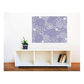 Removable Wall Sticker/Wall Mural - Purple Lace Flowers Seamless Pattern | Creative Window View Home Decor/Wall Decor - 24"x32"