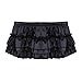 ACSUSS Men's Shiny Satin Frilly Thong Sissy Crossdress Bloomer Ruffled Skirted Panties Type A Black X-Large