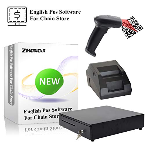 ZHONGJI DIY POS Heavy Duty Cash Register & 58mm Thermal Receipt Printer & Barcode Scanner for Convenience Chain Stores
