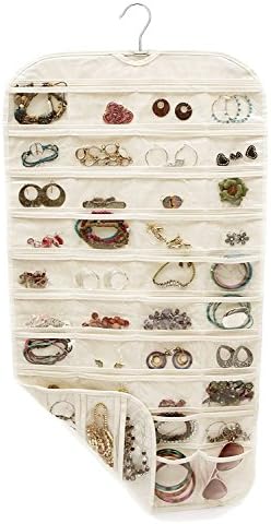 Leazeey Hanging Jewelry Organizer Canvas 80 Pockets Accessories for Necklaces Pendants