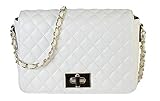 Rimen & Co Quilted Jumbo Classic Single Flap Cross Body Messenger Shoulder Purse Bag Women Woman Ladies Small Handbag Accented Metal Laced Chain Strap XH-2688 (White)