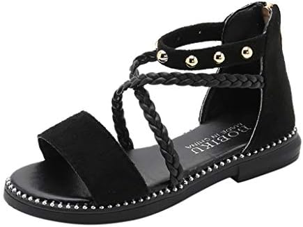 Little Girls Princess Shoes,Jchen Kids Baby Girls Cross Strap Weave Roma Zipper Princess Shoes Beach Sandals for 3-12 Y