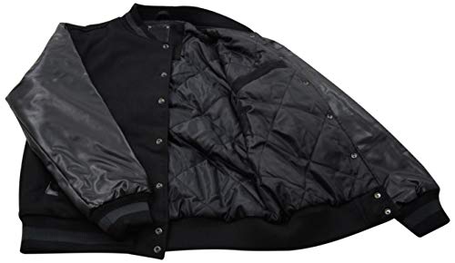 ChoiceApparel Mens Baseball Varsity Jacket with Detachable Hoodie (M, 119-Black/Black)