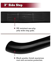 TAC   Paso lateral para Nissan Frontier Cab 2005 2018   2005   2012 Suzuki Equator Crew Cab Camioneta Pickup 3 "Barras Black Nerf Pasamanos Pasos Tablas Off Road Exterior Accesorios (2 piezas), negro (Recubrimiento de polvo negro)