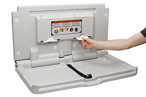 Alpine Industries Fold Down Baby Changing Diaper Station - Horizontal Wall Mounted, Sturdy & Durable, Supports up to 220 Lbs. -with Safety Straps to Keep Baby Secured - Ideal for Commercial Restrooms