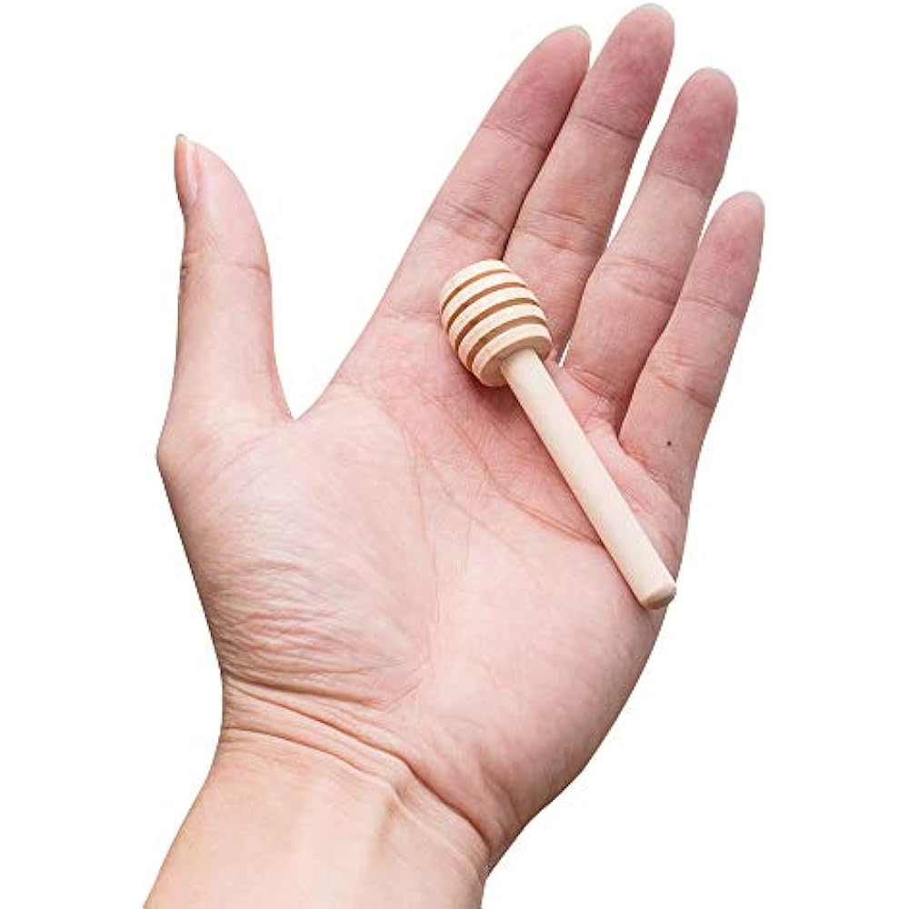 100 Pack Of Mini 3 Inch Wood Honey Dipper Sticks, Individually Wrapped