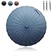 Becko Manual Open & Close Umbrella Long Umbrella with 24 Ribs, Durable and Strong Enough for the Wind and Rain, Easy to Carry on Your Back By Its Own Bag (Blue)