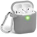GMYLE AirPod Case, Silicone Protective Cover Skins with Keychain for Airpods Earbuds Wireless Charging Case, Accessories Set Compatible with Apple AirPods 2 & 1, Ash Grey [Front LED Visible]