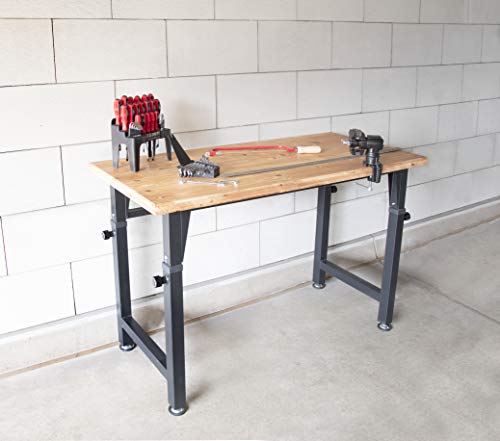rikta höhenverstellbare Werkbank | höhenverstellbarer Arbeitstisch | ca. 135 (B) x 60 (T) x 85/95/105 (H) cm | Belastbarkeit 200 kg | FSC Holz-Arbeitsplatte – Bild 4