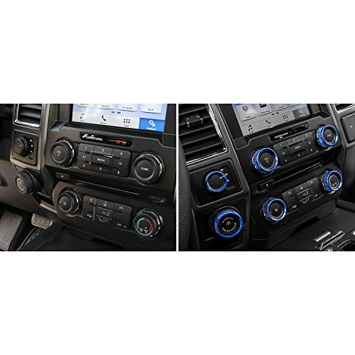 JOIN-WIT 6pcs Inner Air Conditioner & Audio & Trailer & 4WD Switch Knob Ring Button Cover Trim for Ford F150 XLT 2016 2017 (Blue) - Thumbnail 2