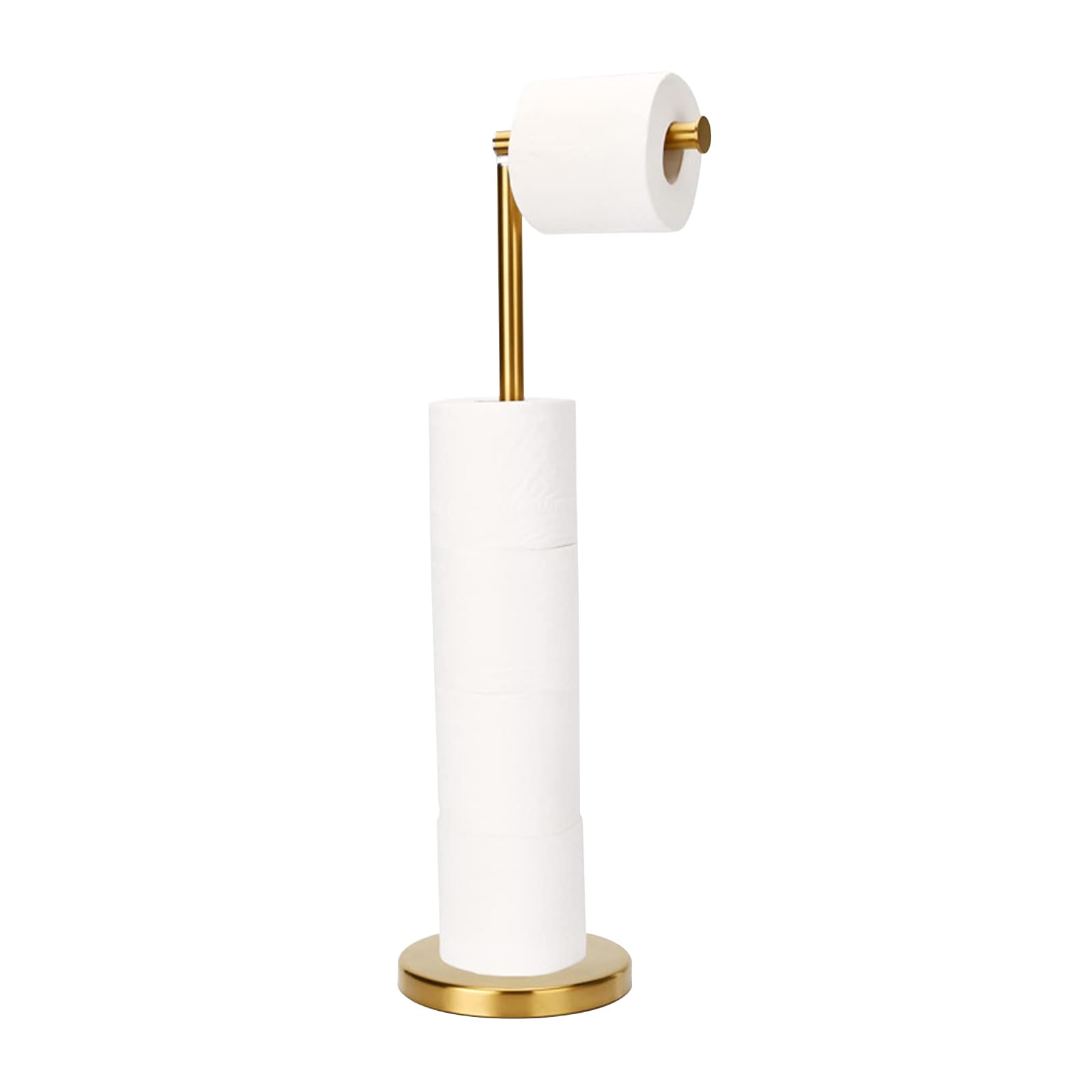 Stainless Steel Toilet Paper Stand - Folding Toilet Roll Holder with Heavy Duty Base, Gold