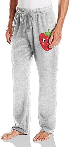 MUSSEuN Cute Cartoon Strawberry Men's Active Long Jersey Jogger Pants Ash X-Large