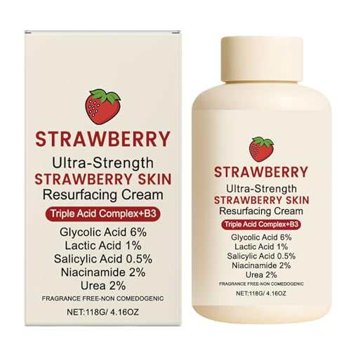 Strawberry Skin, Strawberry Skin Treatment, Strawberrys Skin, Ultra Strength Exfoliating Resurfacing Cream With Triple-Acid Complex For Rough & Bumpy Skins, Improves Skinss Tone, Texture (4.16Oz)