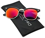 WearMe Pro - Clubmaster Style Sunglasses Retro Mirror Lens Sunglasses