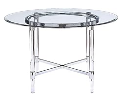 ACME Furniture Dining Table, Chrome and Clear Glass