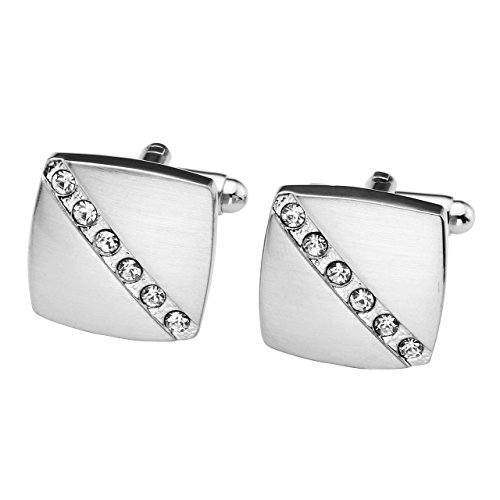 Zysta 4 Pairs Stainless Steel Men's Exquisite GQ Classic Shirts Cufflinks Groom Wedding Gift Business Shirt Cuff Links + Gift Box