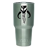 DD204 2-Pack STAR WARS MANDALORIAN SKULL BOBA FETT Decal Sticker (DECAL ONLY CUP NOT INCLUDED) | 3-Inches | Premium Quality Black Vinyl | Yeti RTIC Orca Ozark Trail Tumbler Decal