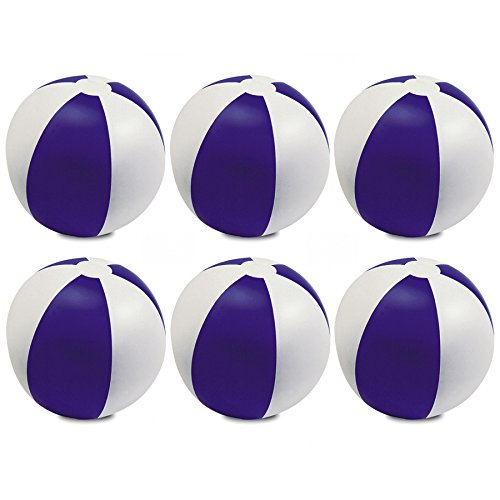 eBuyGB Pack of 6 Inflatable Colour Beach Ball Pool Game, Purple, 22cm / 9"