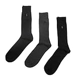 Polo Ralph Lauren Mens' Extended Size Ribbed Dress Socks 3-pack (One Size, Black / Charcoal / Navy)