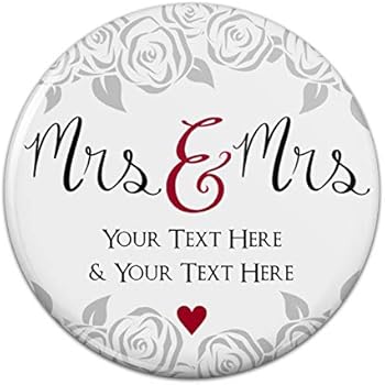 Personalized Custom 2 Lines Mrs and Mrs Wedding Kitchen Refrigerator Locker Button Magnet