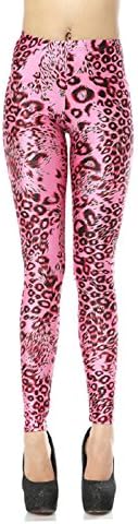 DaMaiZhang Women's Fashion Digital Print Stretch Fadeless Colorful Stretch Leggings Tight Pants (M, Pink Leopard)